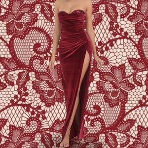 Lucy in the Sky Burgundy Strapless Gown